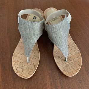 White Mountain Sparkly gold wedge sandals